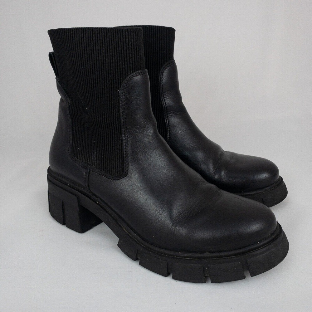 Steve Madden Boots Y2K Womens 9 (39) Black Leather LUG Soles Gilda